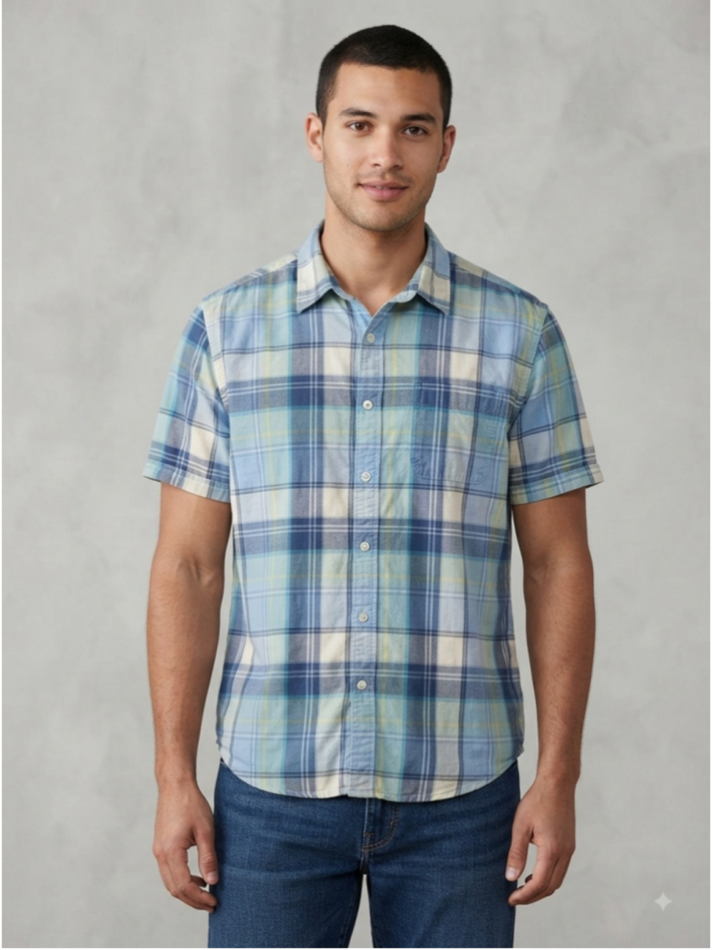American Vintage short sleeve mens casual button down shirt size extra large XL